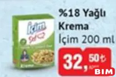 İÇİM %18 YAĞLI KREMA 200 ML